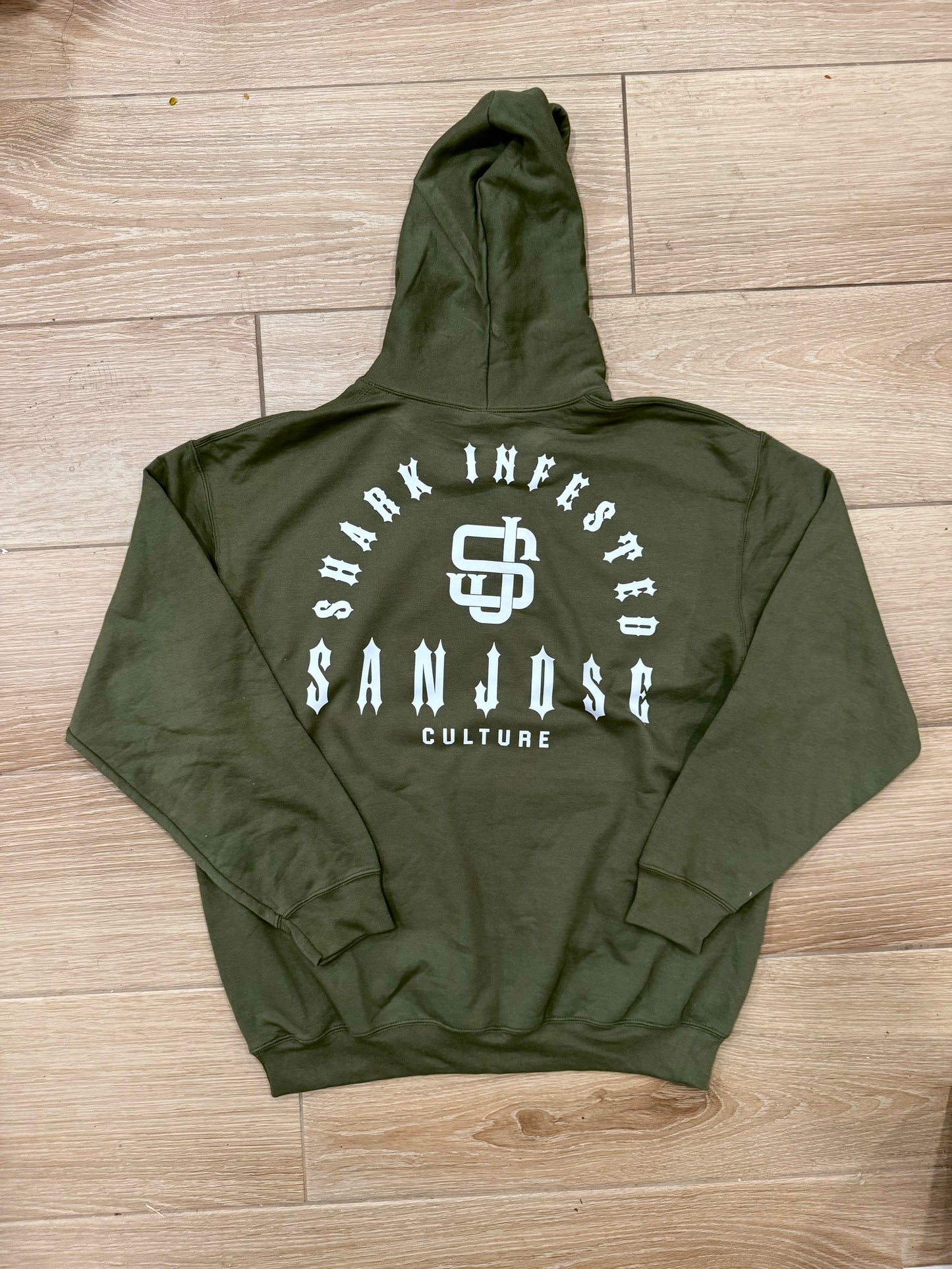 Olive Green Shark Infested SJC Hoodie